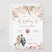 Invitation Pampas Grass QR Code Tout en un Mariage Boho (Devant)