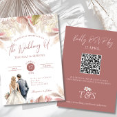 Invitation Pampas Grass QR Code Tout en un Mariage Boho
