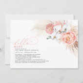 Invitation Pampas Grass rose Bonjour bébé fille Douche (Devant)