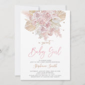 Invitation Pampas Grass Rose fille Baby shower (Devant)