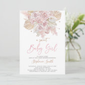 Invitation Pampas Grass Rose fille Baby shower (Debout devant)
