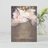Invitation Pampas Grass rose Floral Baby shower rustique (Debout devant)
