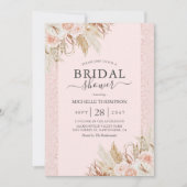 Invitation Pampas Grass rose Floral Douche nuptiale Invitatio (Devant)