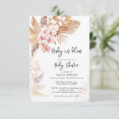 Invitation Pampas Grass rose Floral Girl Baby shower (Debout devant)