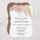 Invitation Pampas Grass Rose Floral Purple Fiançailles (Devant / Derrière)