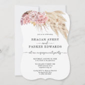 Invitation Pampas Grass Rose Floral Purple Fiançailles (Devant)