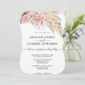 Invitation Pampas Grass Rose Floral Purple Fiançailles (Debout devant)