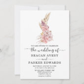 Invitation Pampas Grass Rose Floral Purple Mariage (Devant)