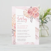 Invitation Pampas Grass |Rose Rose Blooms Fille Bébé Brunch (Debout devant)