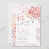 Invitation Pampas Grass |Rose Rose Blooms Sweet 16 Party (Devant)