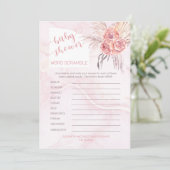 Invitation Pampas Grass |Rubrique de mots du Baby shower de f (Debout devant)