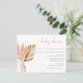 Invitation Pampas Grass Rustic Boho Baby shower Floral (Debout devant)