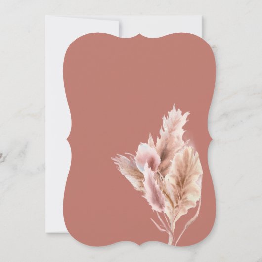 Invitation Pampas Grass Rustic Boho Mauve Pink (Dos)