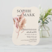 Invitation Pampas Grass Rustic Boho Mauve Pink (Debout devant)