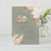 Invitation Pampas Grass Sage Green 60th Birthday (Debout devant)