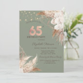 Invitation Pampas Grass Sage Green 65th Birthday (Debout devant)