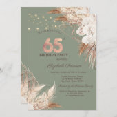 Invitation Pampas Grass Sage Green 65th Birthday (Devant / Derrière)