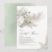 Invitation Pampas Grass Sage Verdure Fête des mariées Florale (Devant / Derrière)