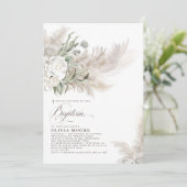 Invitation Pampas Grass Sage Verdure Floral Baptême (Debout devant)