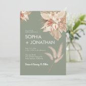 Invitation Pampas Grass Sage Vert Mariage Moderne Chic (Debout devant)