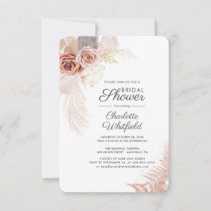Invitation Pampas Grass Script Terracotta Fête des mariées