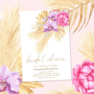 Invitation Pampas Grass séché Boho Fête des mariées rose