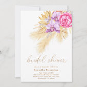 Invitation Pampas Grass séché Boho Fête des mariées rose (Devant)