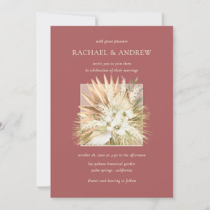 Invitation Pampas Grass séché fleurs Boho Bouquet Mariage