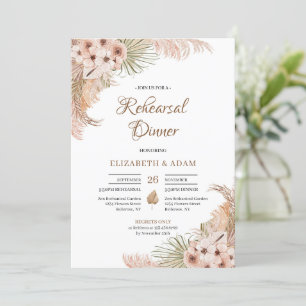 Invitation Pampas Grass séché Palm Blush Orchidée Répétition