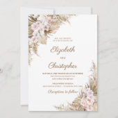 Invitation Pampas Grass séché Palm Blush Rose Mariage orchidé (Devant)