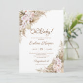 Invitation Pampas Grass séché Palm Blush Rose Orchid Oh Baby (Debout devant)