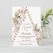 Invitation Pampas Grass séché Palm Dusty Rose Mariage orchidé (Debout devant)