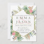 Invitation Pampas Grass Succulent Couples Fête des mariées (Devant)