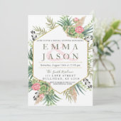 Invitation Pampas Grass Succulent Couples Fête des mariées (Debout devant)