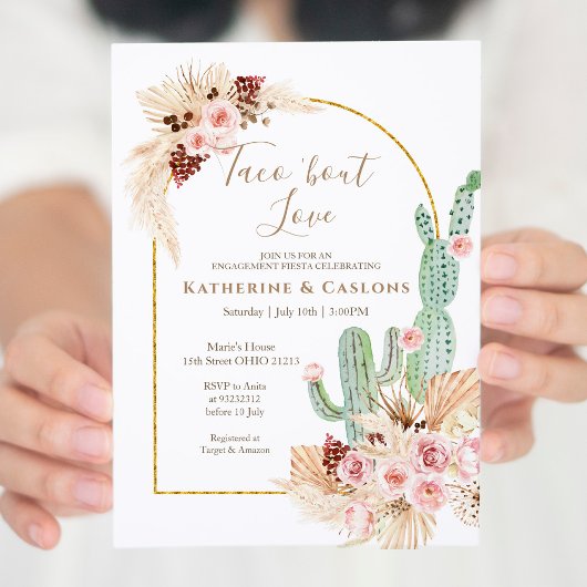 Invitation Pampas Grass Taco Bout Love Party