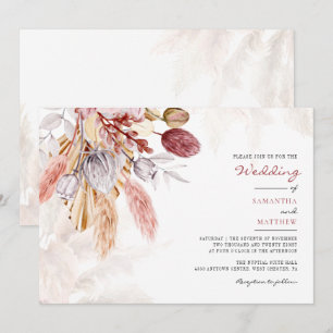 Invitation Pampas Grass Tan Floral Russe Mariage