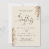 Invitation Pampas Grass Terme Calligraphie Exotique Mariage (Devant)