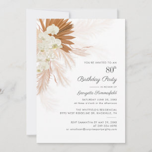 Invitation Pampas Grass Terracotta 80e fête d'anniversaire