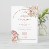 Invitation Pampas Grass Terracotta Arch Monogramme Mariage (Debout devant)