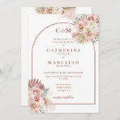 Invitation Pampas Grass Terracotta Arch Monogramme Mariage (Devant / Derrière)