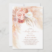Invitation Pampas Grass Terracotta Baby shower Floral (Devant)