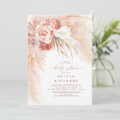 Invitation Pampas Grass Terracotta Baby shower Floral (Debout devant)