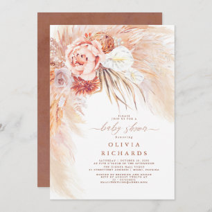 Invitation Pampas Grass Terracotta Baby shower Floral