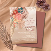 Invitation Pampas Grass Terracotta Boho Réception de mariage