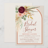 Invitation Pampas Grass Terracotta Floral Boho Bridal Shower (Devant / Derrière)
