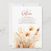 Invitation Pampas Grass Terracotta Floral Fall Baptême (Devant)