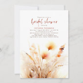 Invitation Pampas Grass Terracotta Floral Fall Fête des marié (Devant)