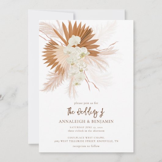 Invitation Pampas Grass Terracotta Mariage (Devant)