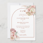 Invitation Pampas Grass Terracotta Monogramme Mariage photo (Devant)