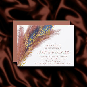 Invitation Pampas Grass Terracotta Paprika Fleur sauvage bl